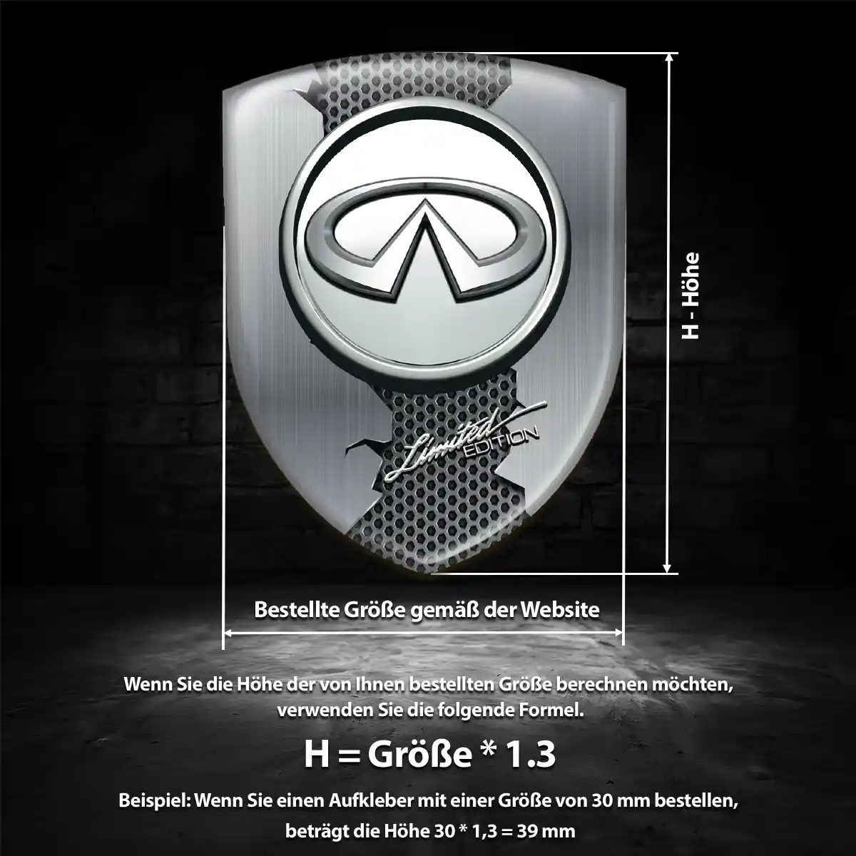 Infiniti Aufkleber 3D Gel Wappen Auto Limitierte Auflage