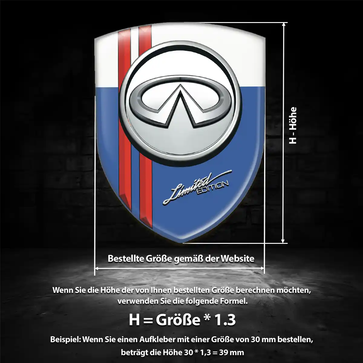 Infiniti Aufkleber 3D Gel Wappen Überzeugende Qualität