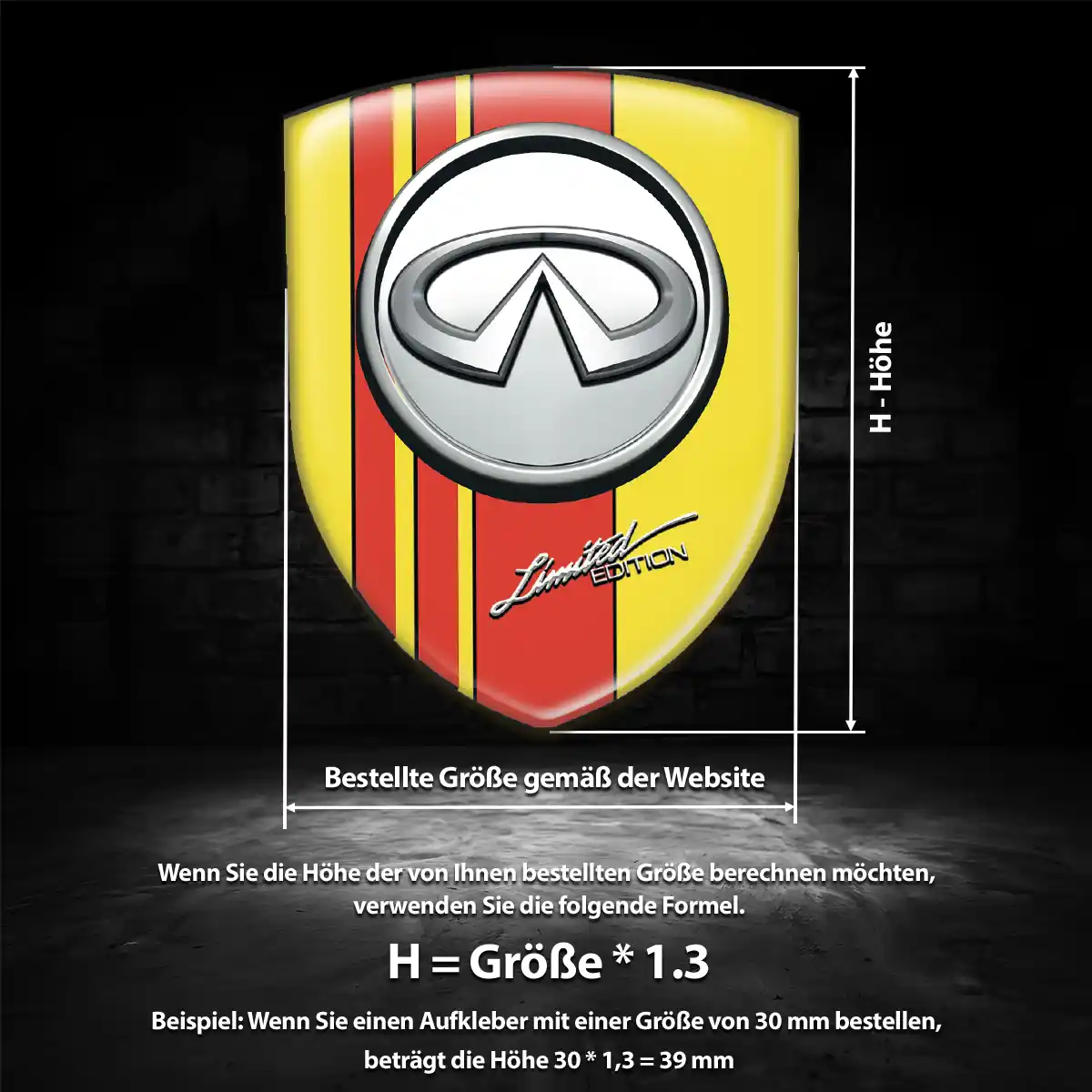 Infiniti Aufkleber 3D Gel Wappen Edles Design