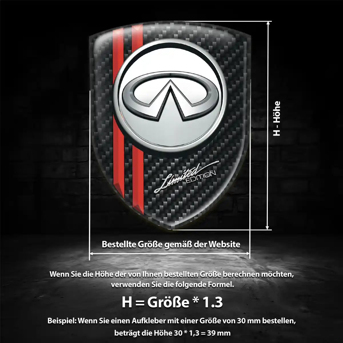 Infiniti Aufkleber 3D Gel Wappen Hochwertiges Harz