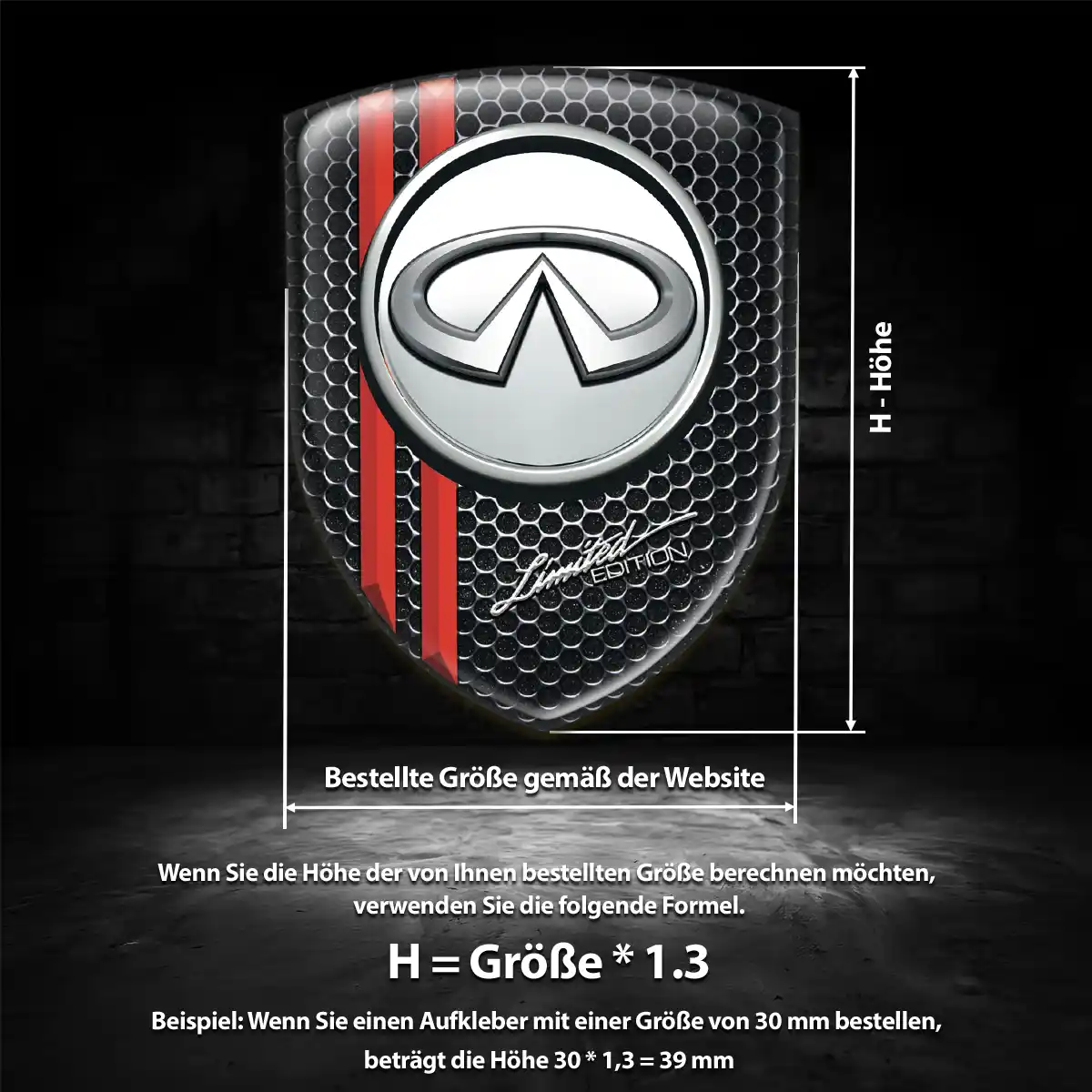 Infiniti Aufkleber 3D Gel Wappen Limitierte Auflage