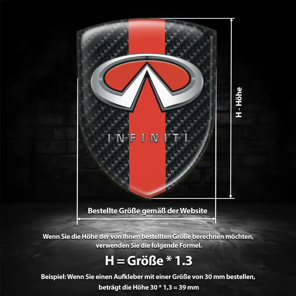 Infiniti Aufkleber 3D Gel Wappen Modernes Design