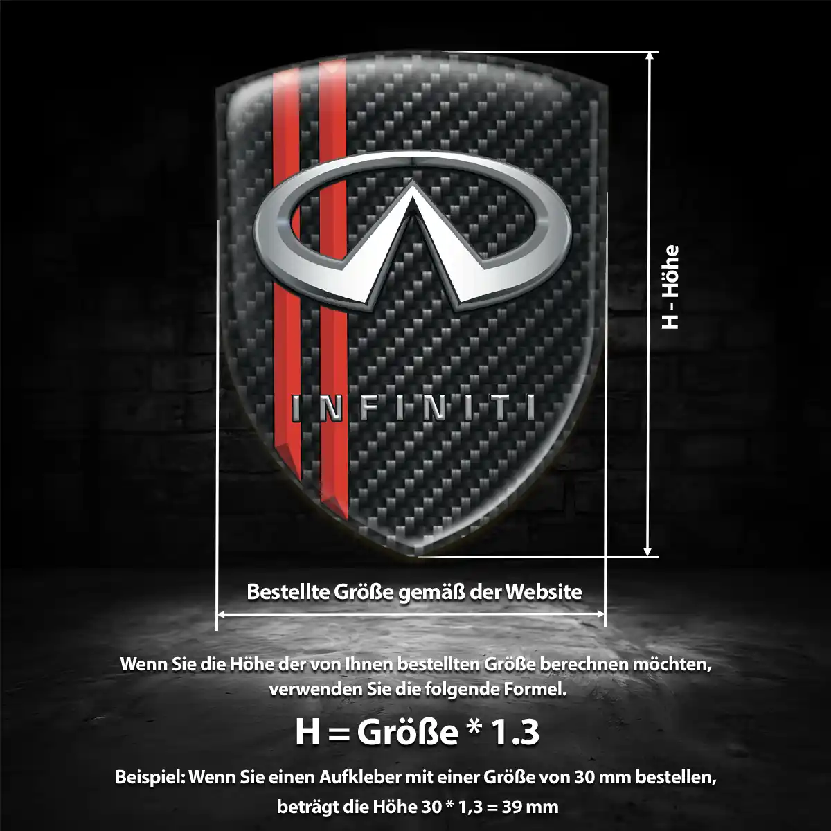 Infiniti Aufkleber 3D Gel Wappen Stilvolles Design