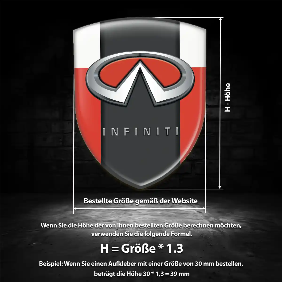 Infiniti Aufkleber 3D Gel Wappen Tuningfahrzeug