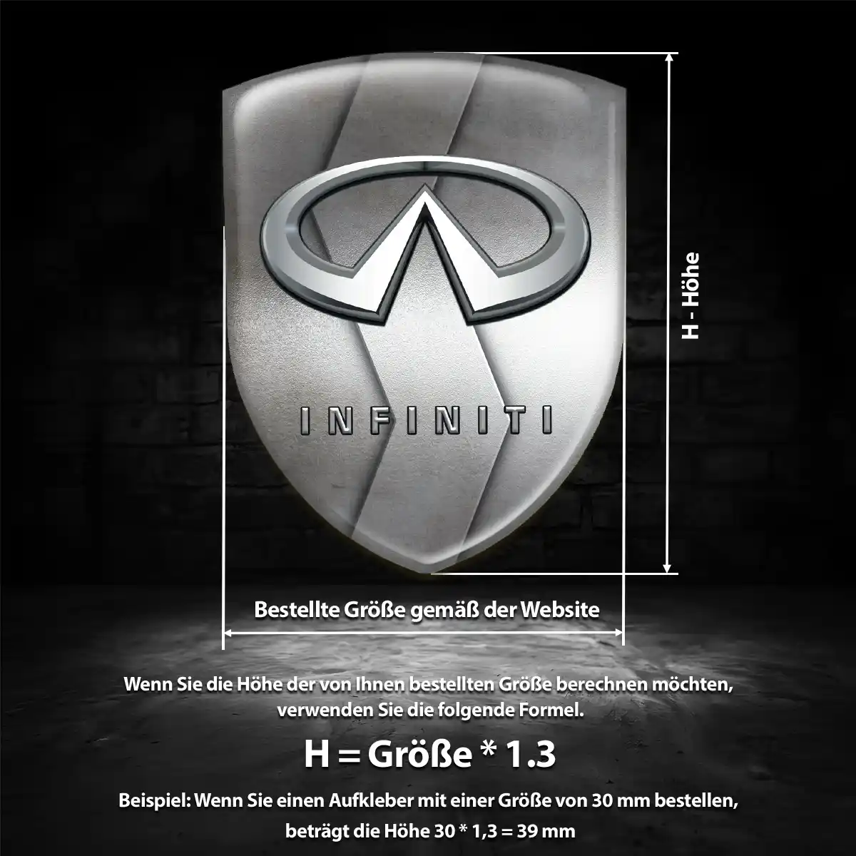 Infiniti Emblem Wappen Aufkleber Hochwertiges Harz