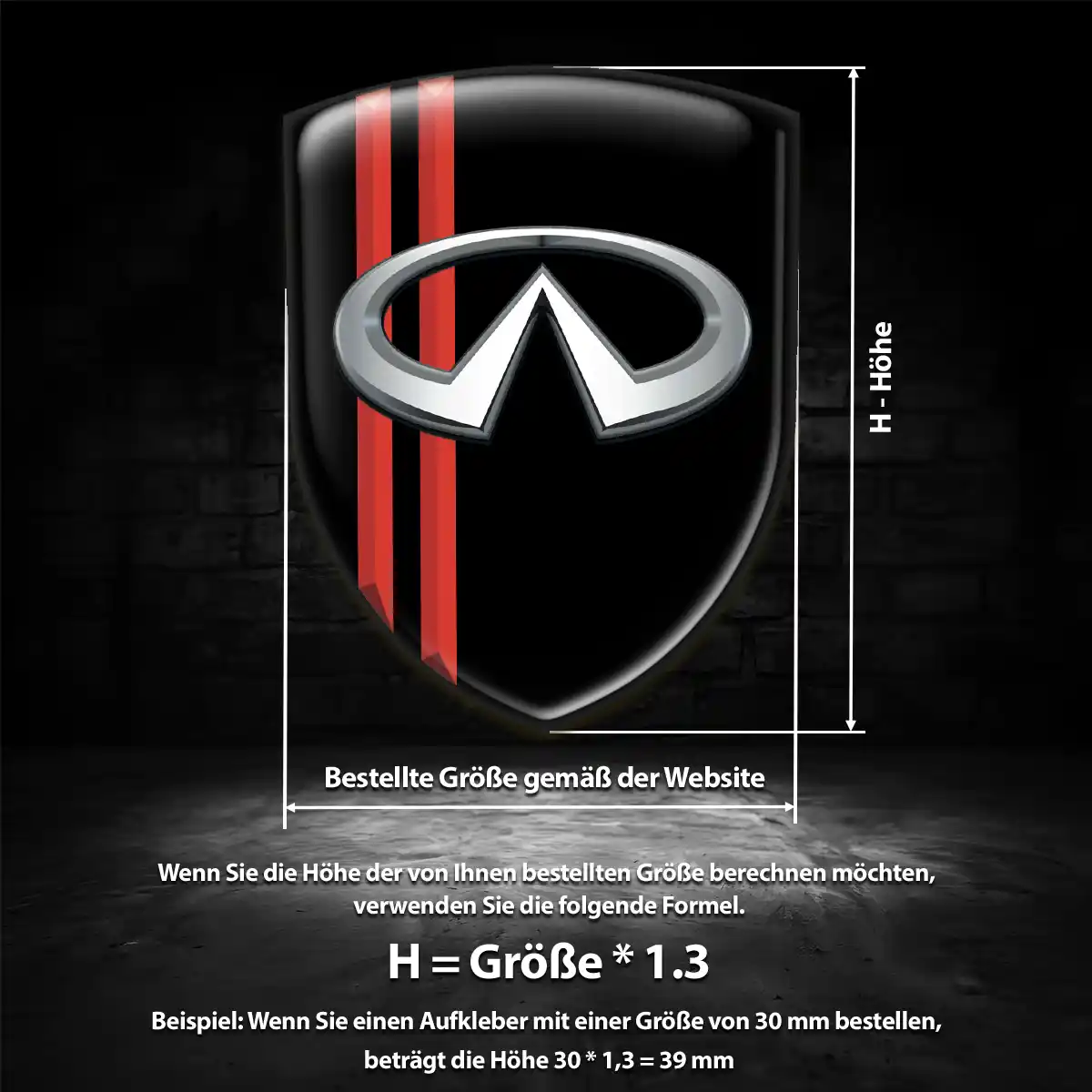 Infiniti Silikon Aufkleber Wappen Interieurdesign