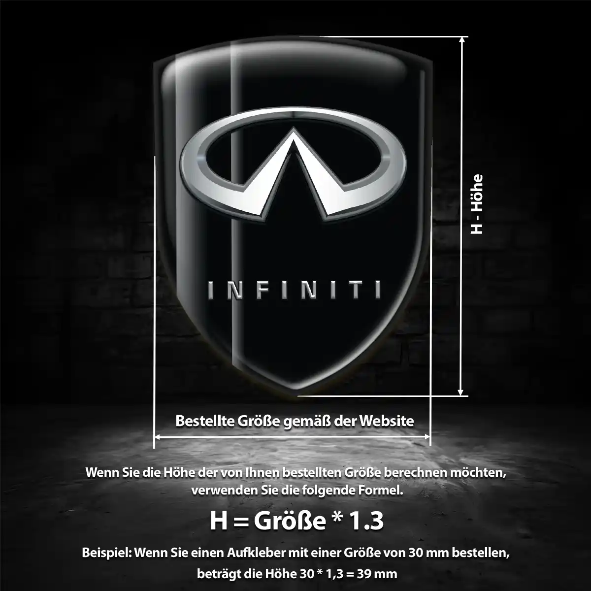 Infiniti Silikon Aufkleber Wappen Tuningfahrzeug