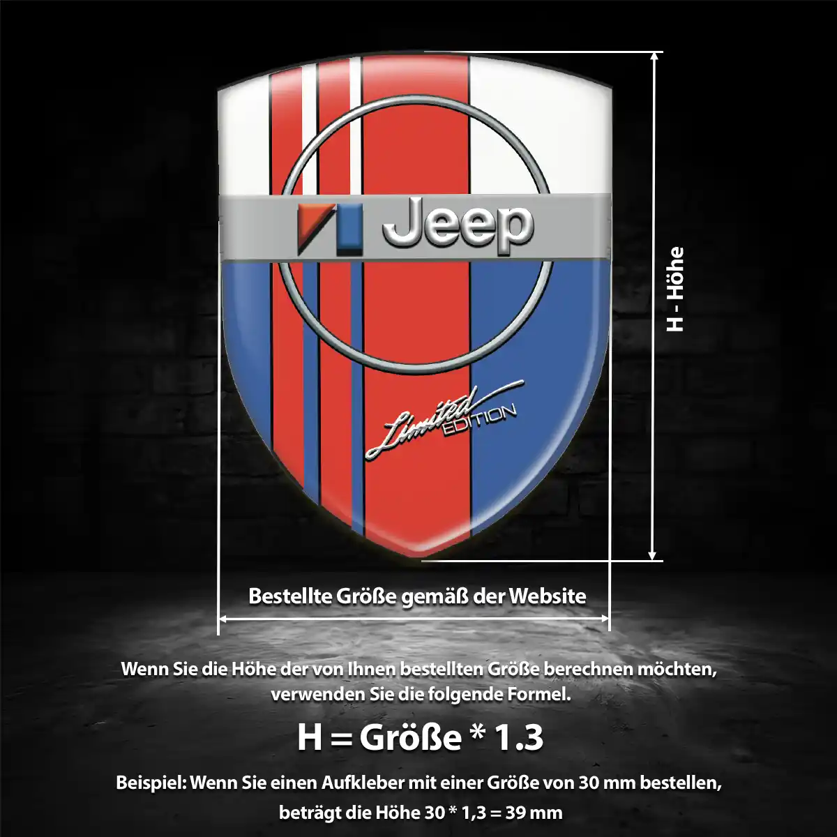 Jeep 3D Gel Aufkleber Auto Edles Design