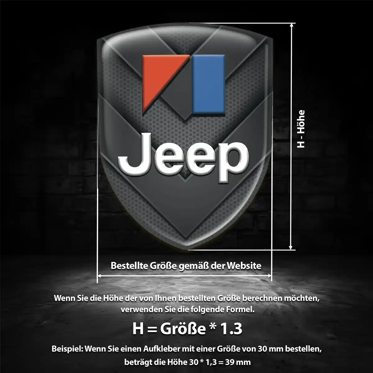 Jeep 3D Gel Aufkleber Edles Design