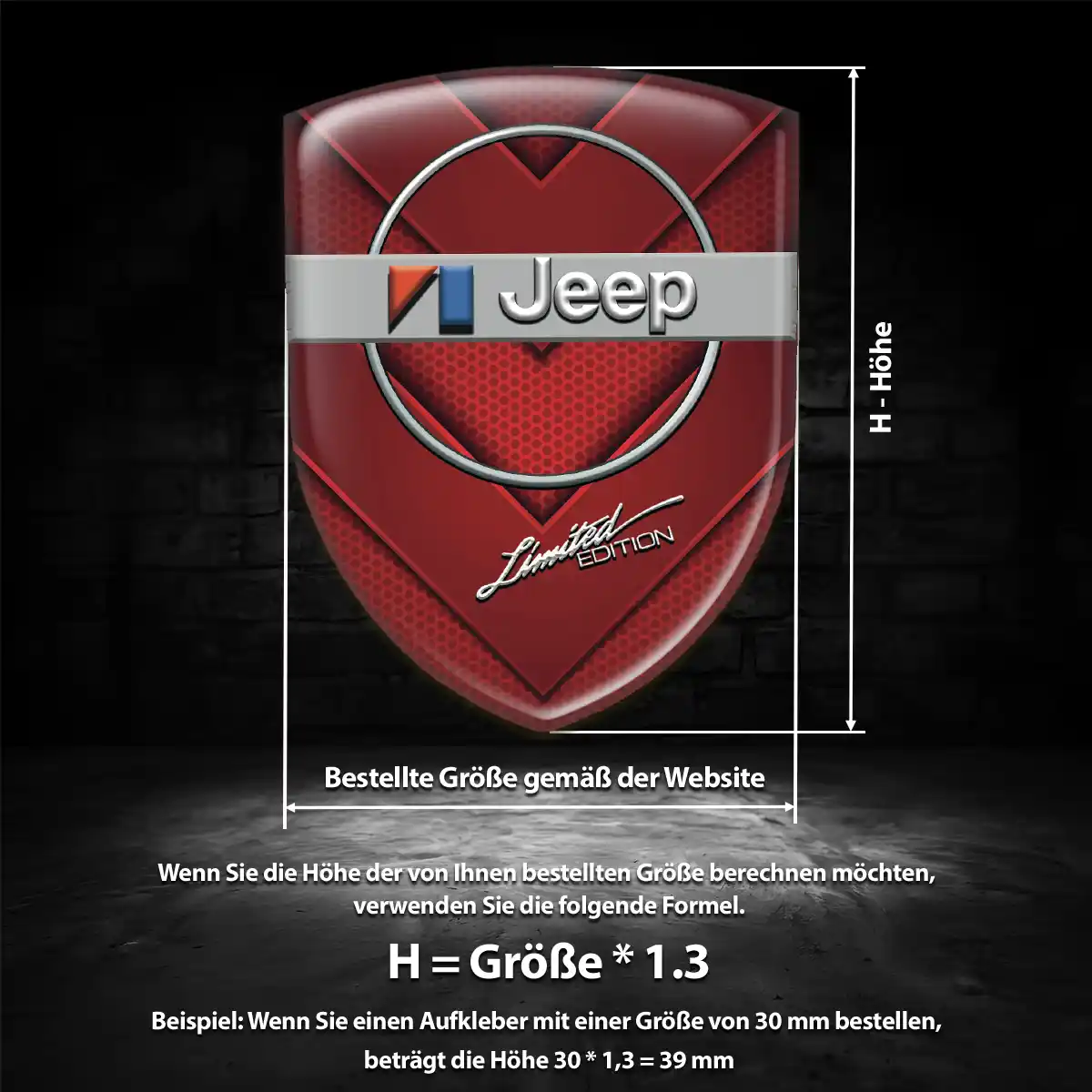 Jeep 3D Gel Aufkleber Emblem Hochwertiges Harz