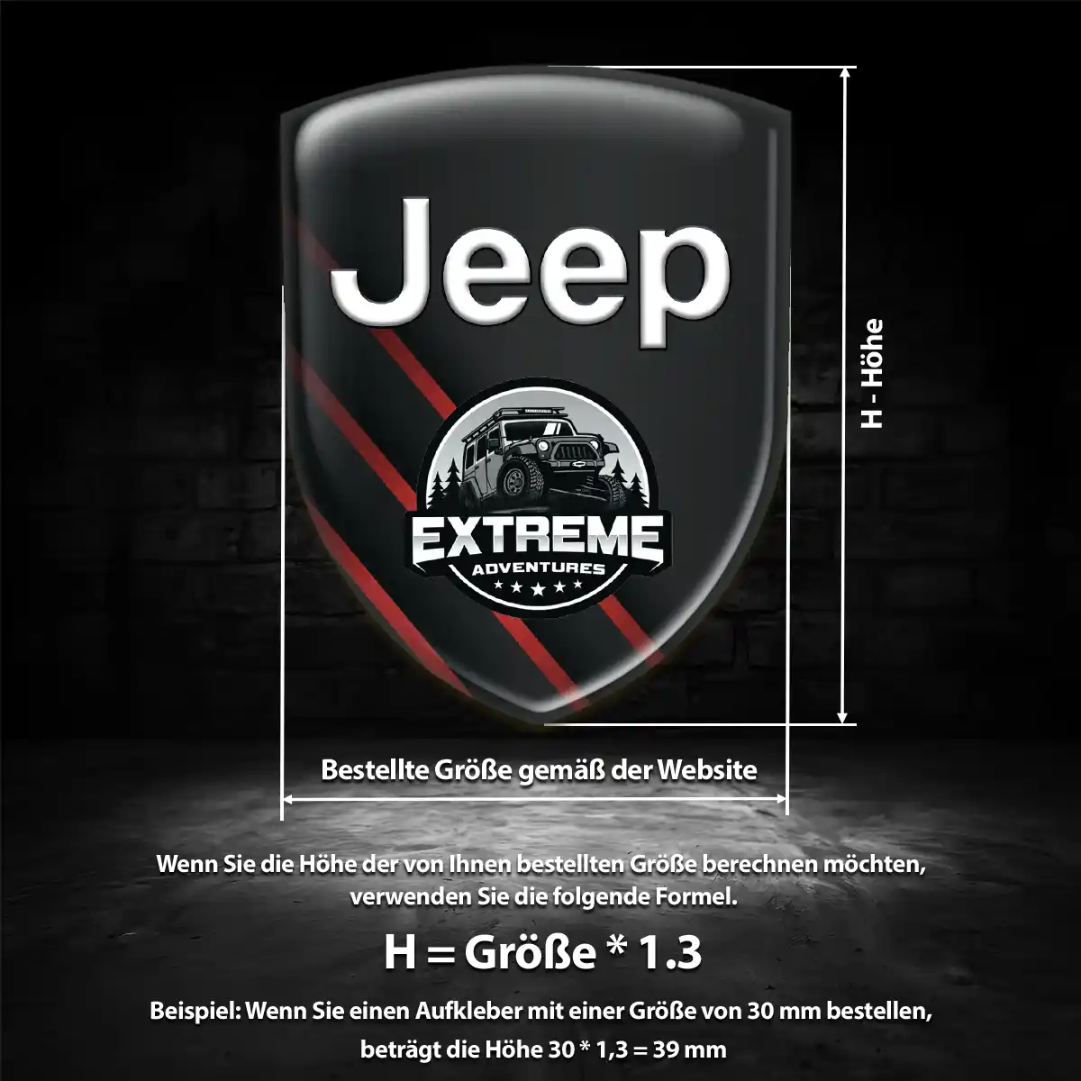 Jeep 3D Gel Aufkleber Interieurdesign
