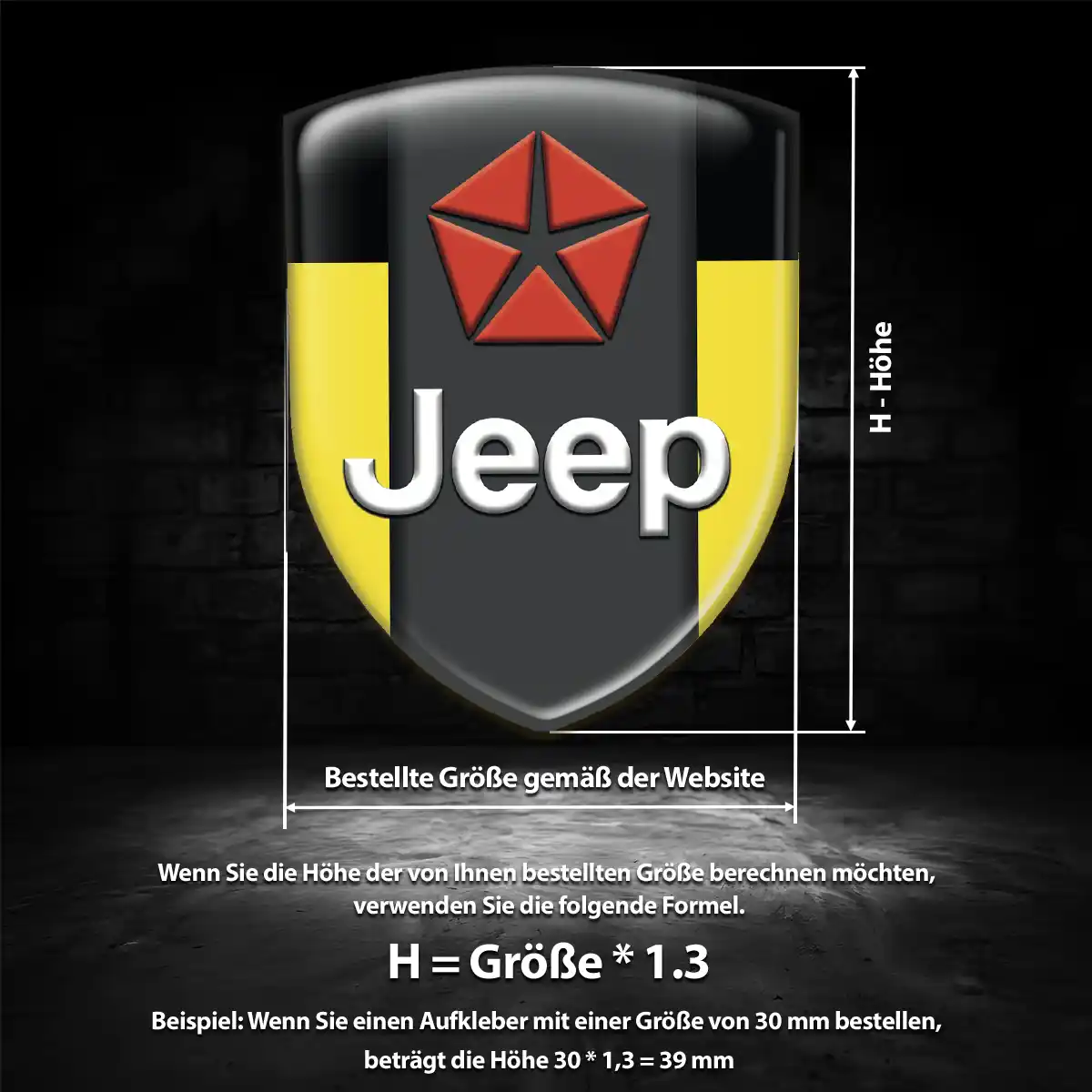 Jeep 3D Gel Aufkleber Tuningfahrzeug
