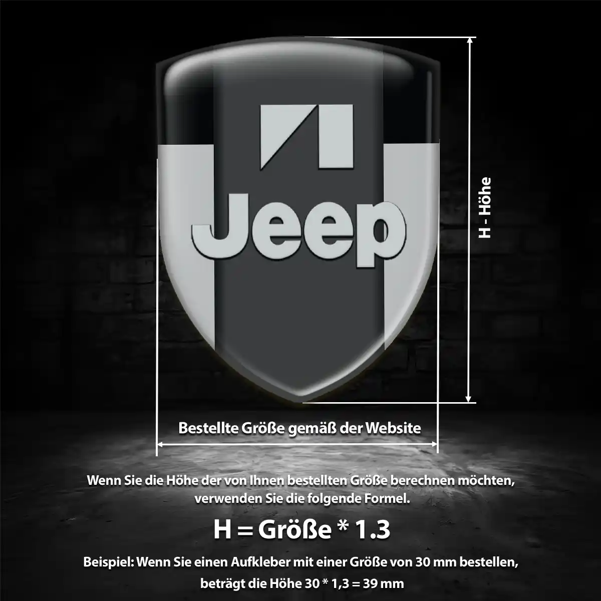 Jeep 3D Gel Aufkleber Wappen Edles Design