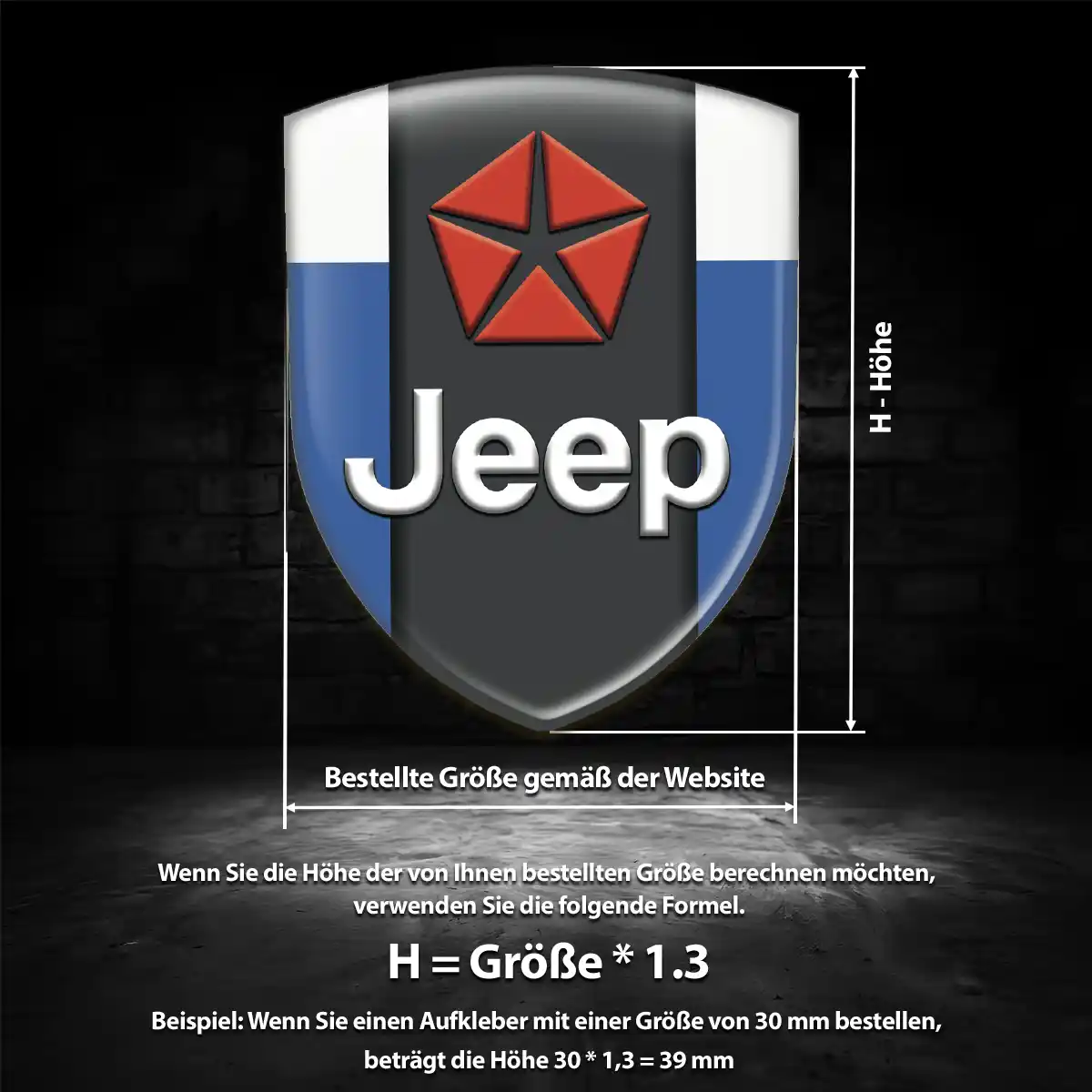 Jeep 3D Gel Aufkleber Wappen Hochwertiges Harz