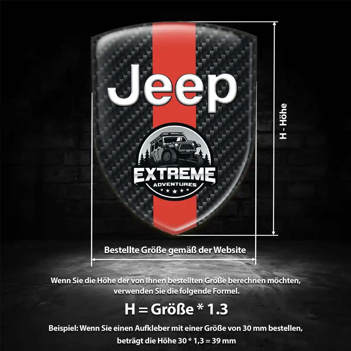 Jeep 3D Gel Aufkleber Wappen Interieurdesign