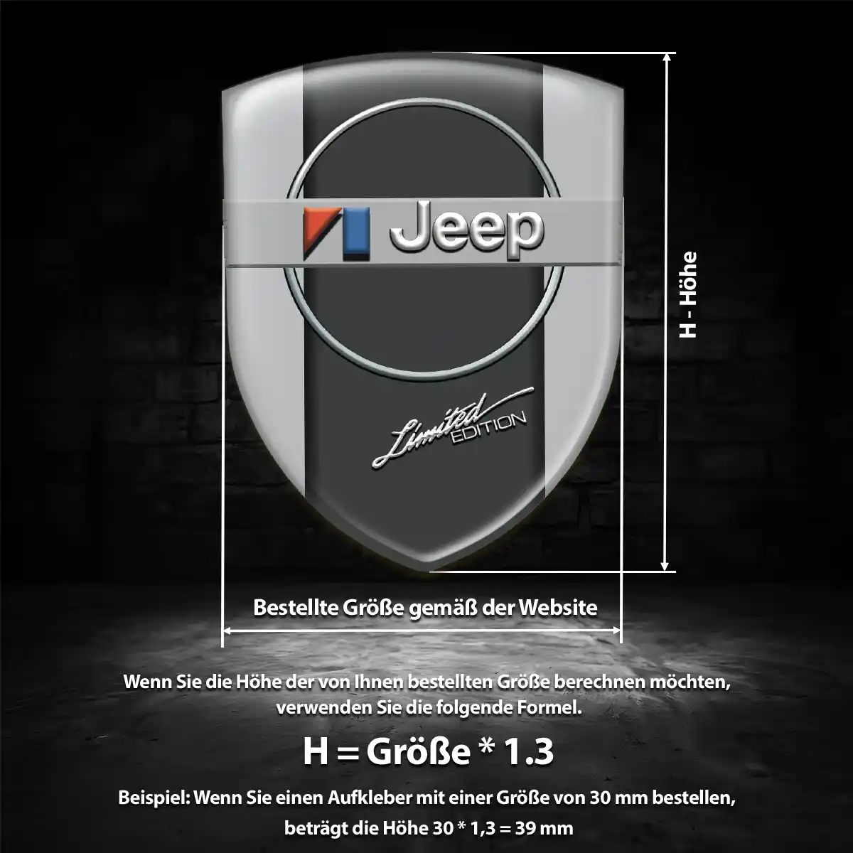 Jeep 3D Gel Aufkleber Wappen Markenedition