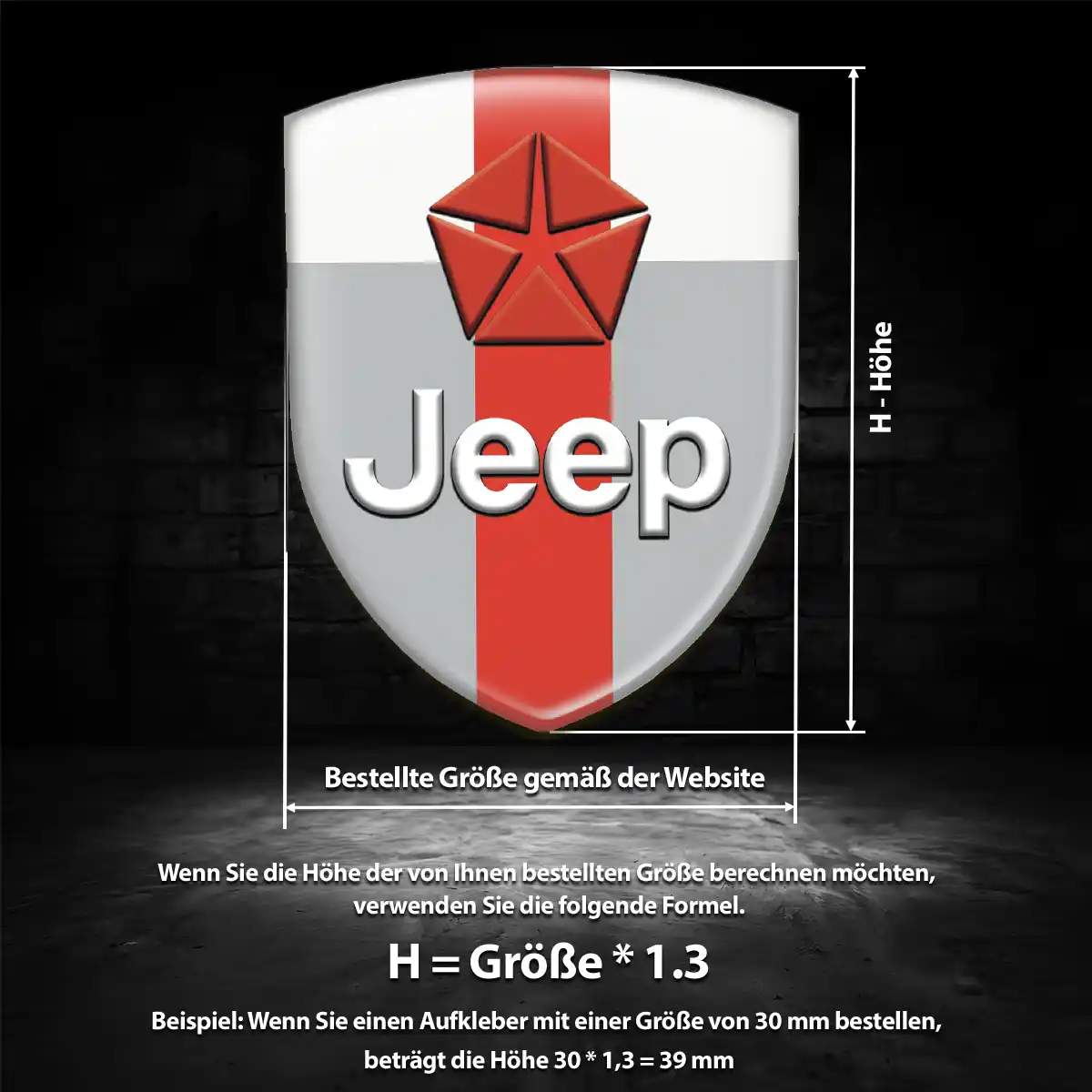 Jeep 3D Gel Aufkleber Wappen Modernes Design