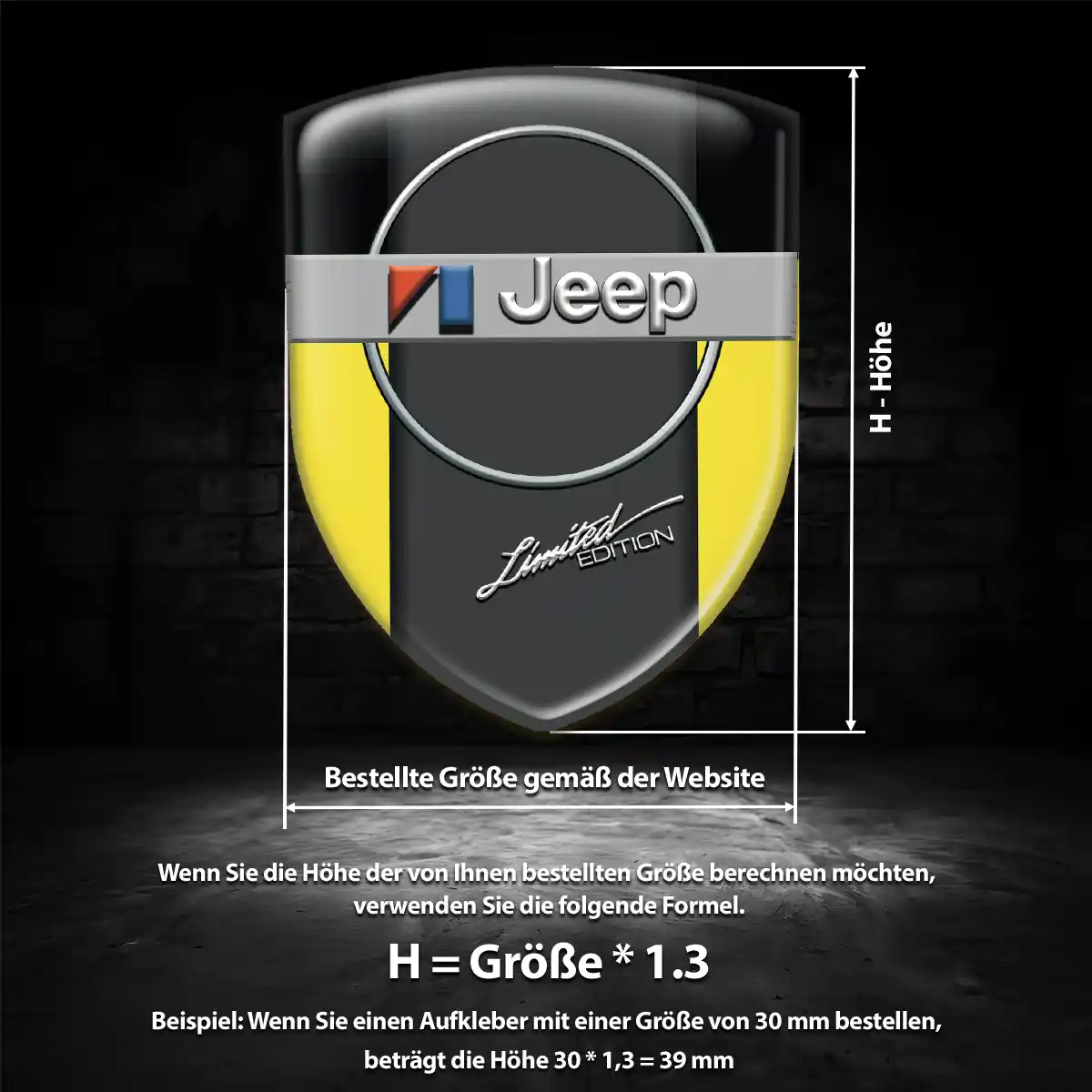 Jeep 3D Gel Aufkleber Wappen Premium-Edition