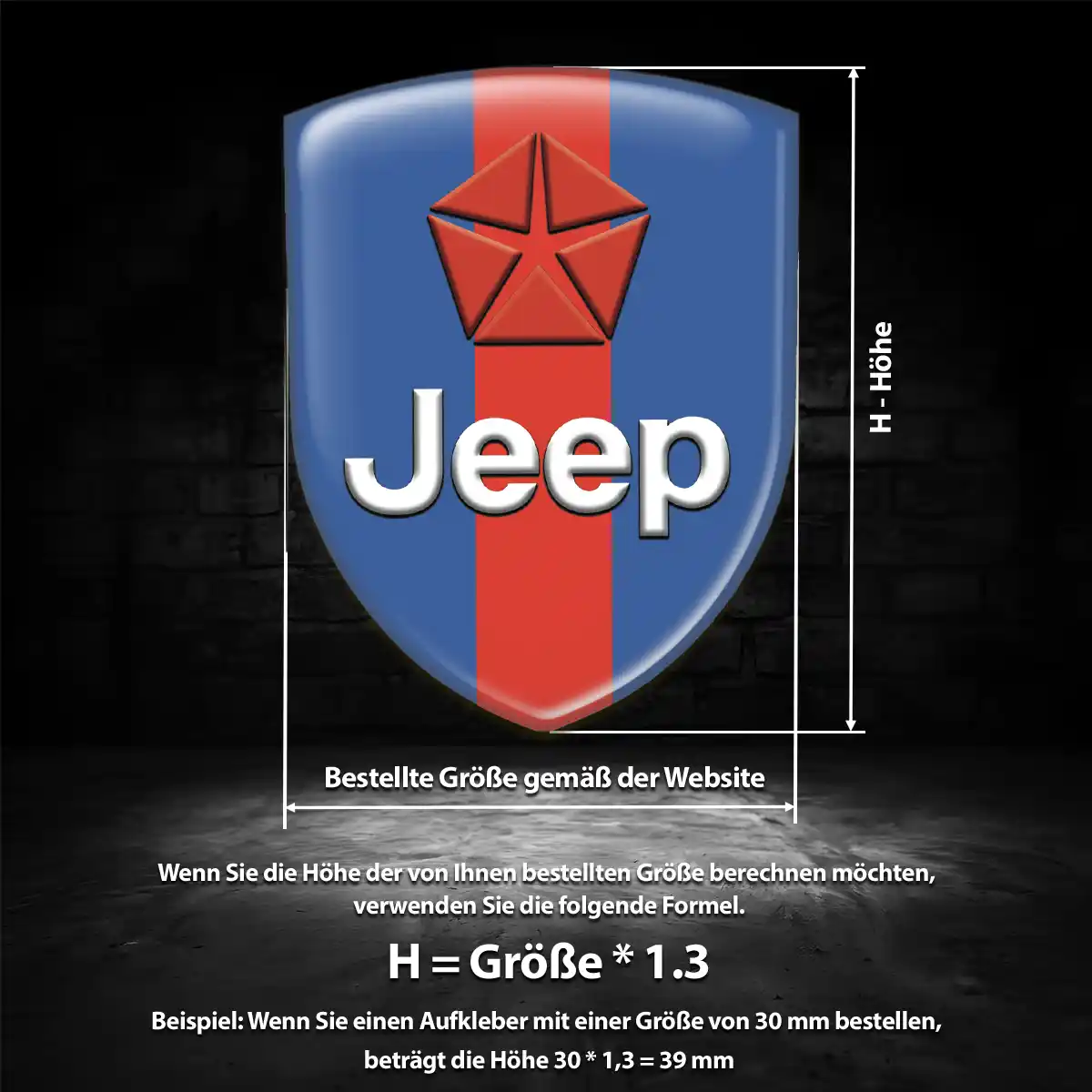 Jeep 3D Gel Aufkleber Wappen Tuningfahrzeug