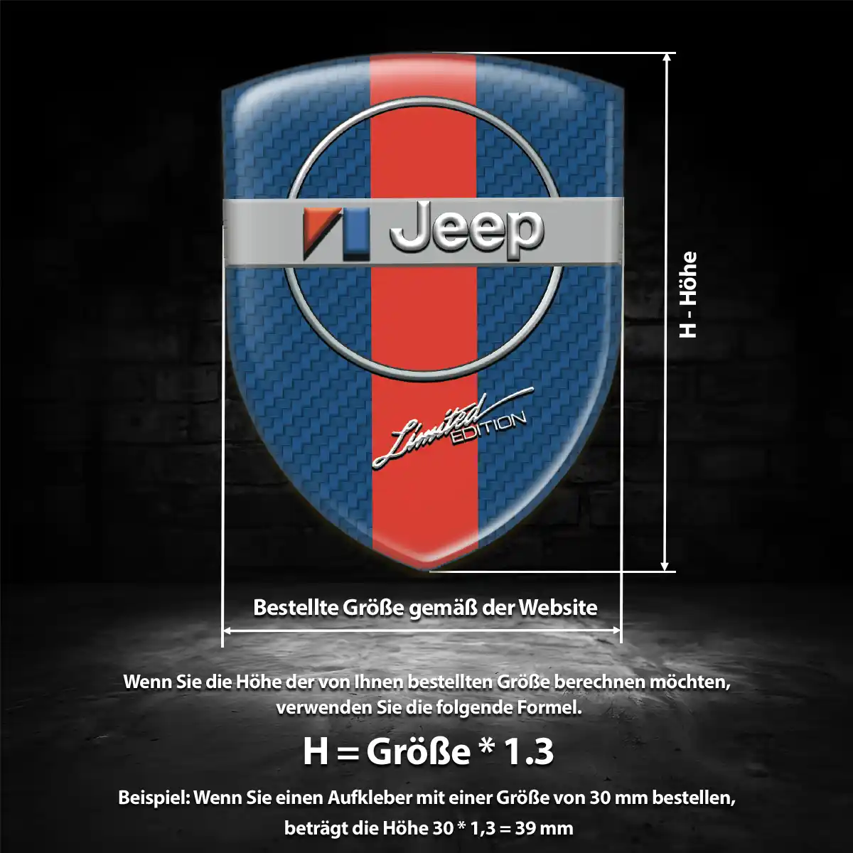 Jeep Aufkleber 3D Gel Wappen Auto Limitierte Auflage