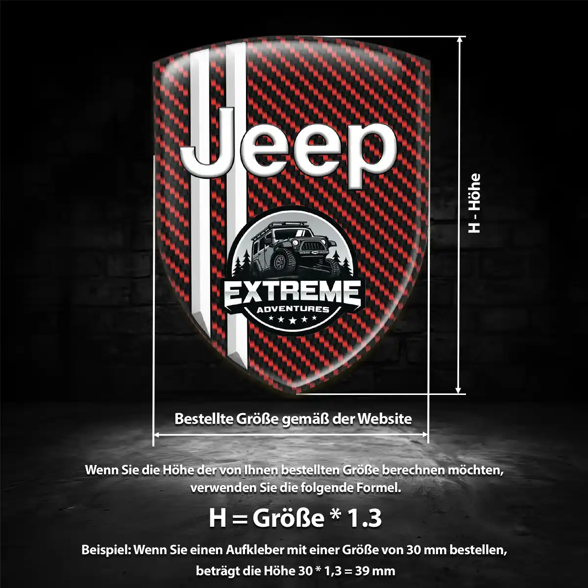 Jeep Aufkleber 3D Gel Wappen Edles Design