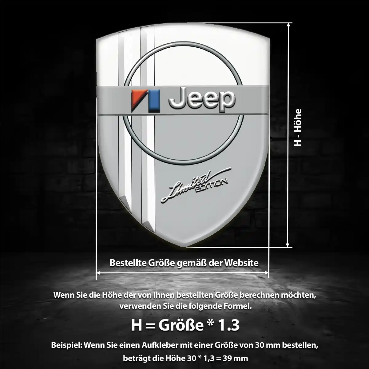 Jeep Aufkleber 3D Gel Wappen Hochwertiges Harz