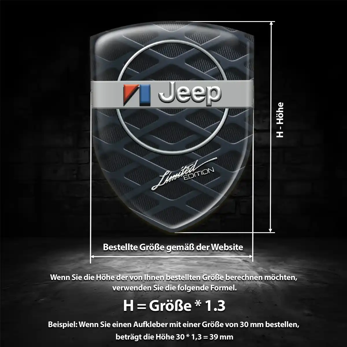Jeep Emblem Wappen Aufkleber Hochwertiges Harz