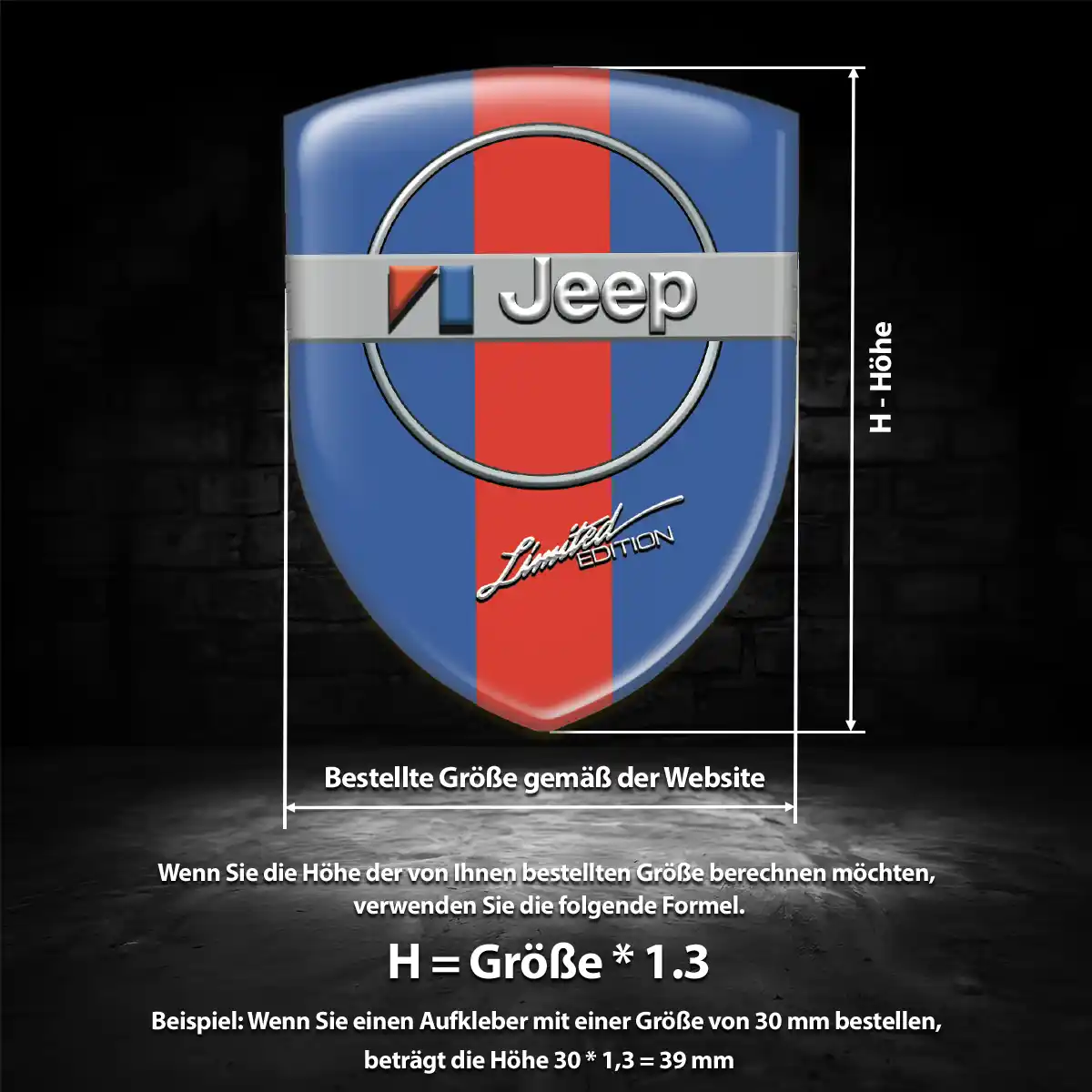 Jeep Silikon Aufkleber Wappen Premium-Edition