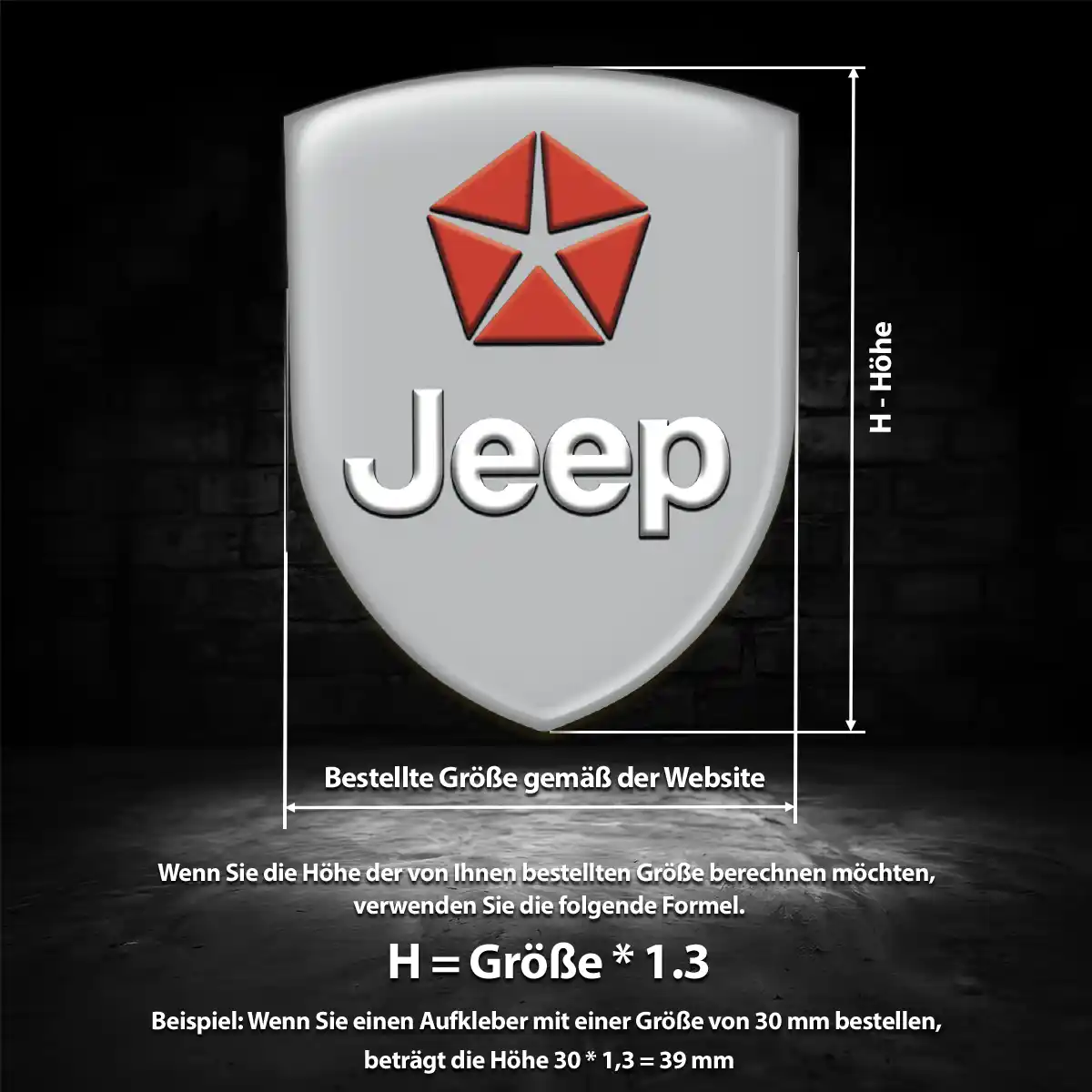 Jeep Wappen Aufkleber Hochwertiges Harz