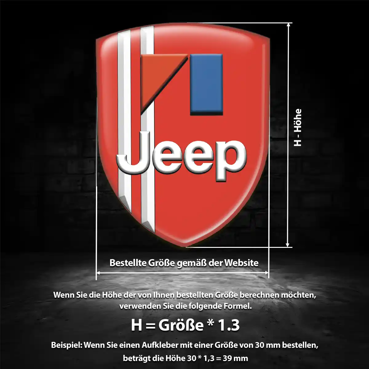Jeep Wappen Emblem Aufkleber Hochwertiges Harz