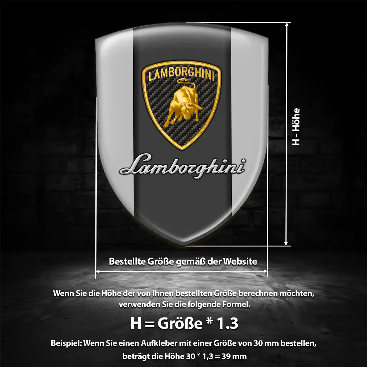 Lamborghini 3D Gel Aufkleber Wappen Premium-Edition