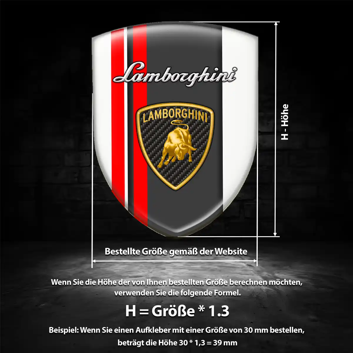 Lamborghini Aufkleber 3D Gel Embleme Premium-Edition