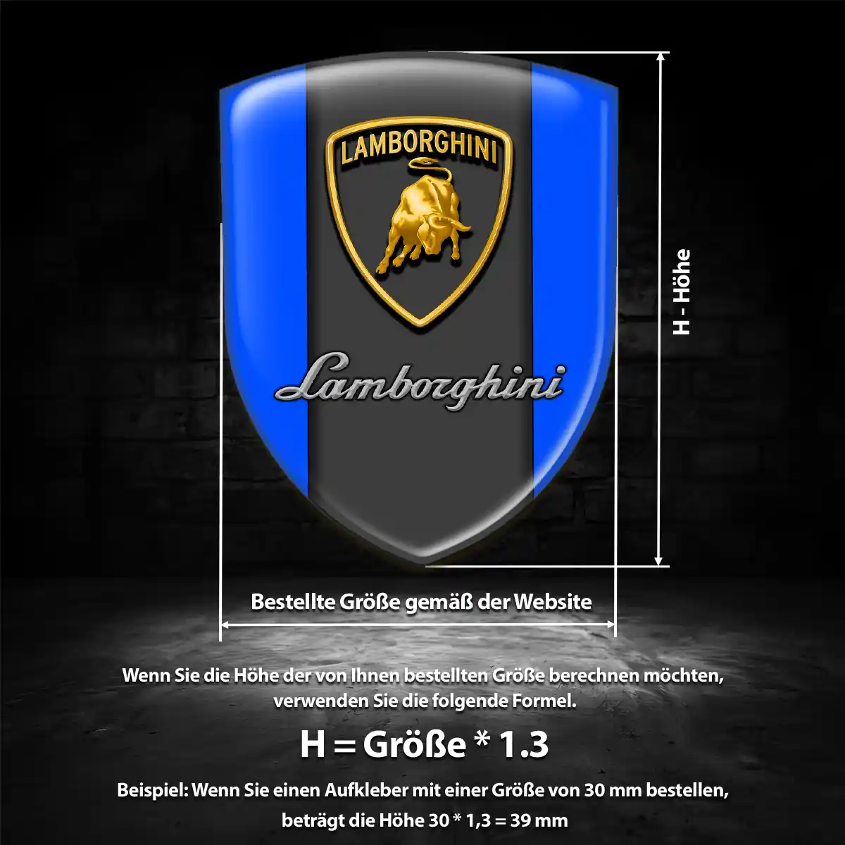 Lamborghini Aufkleber 3D Gel Wappen Premium-Edition