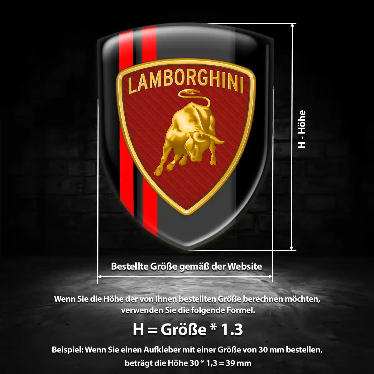 Lamborghini Aufkleber 3D Gel Wappen Stilvolles Design