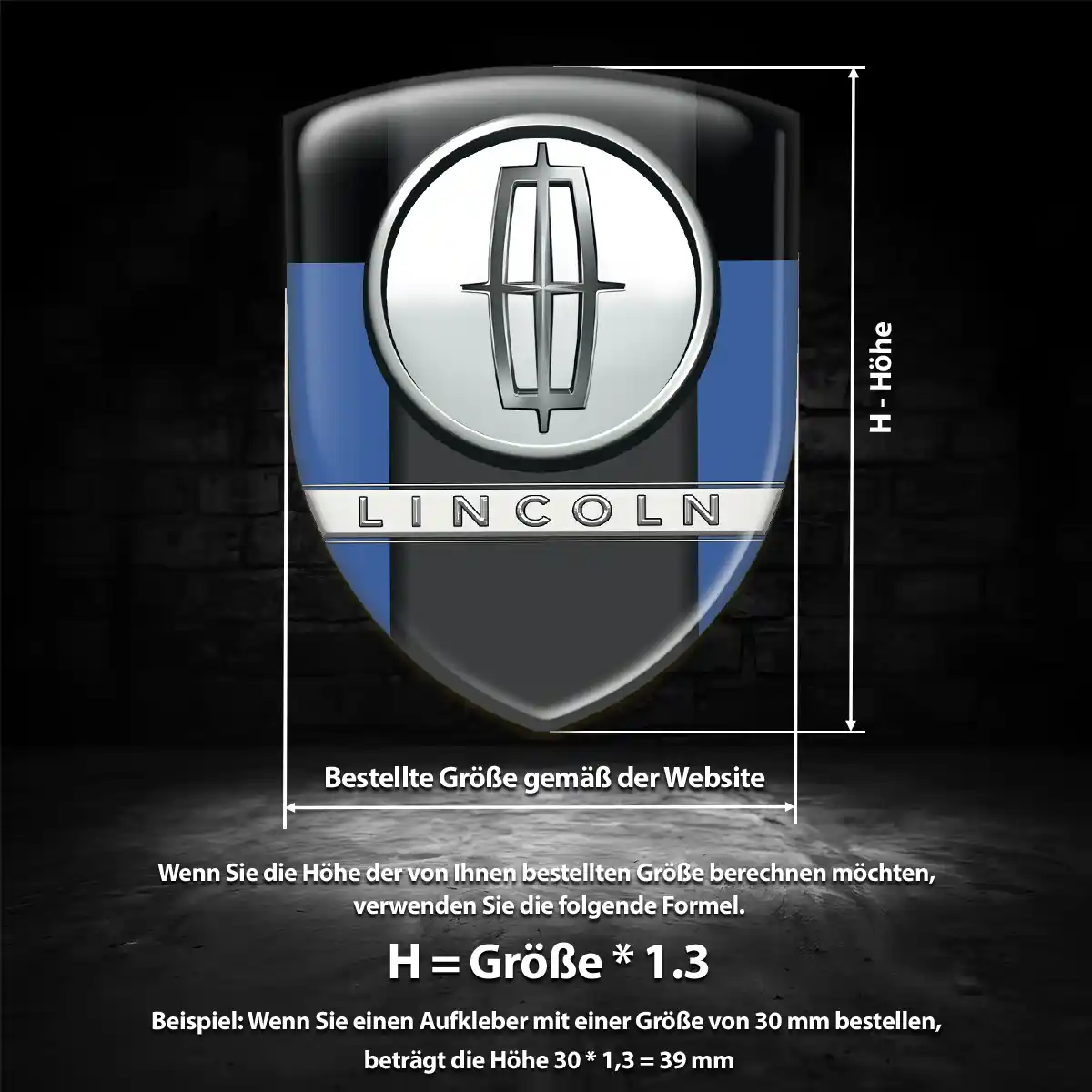 Lincoln Aufkleber 3D Gel Wappen Stilvolles Design