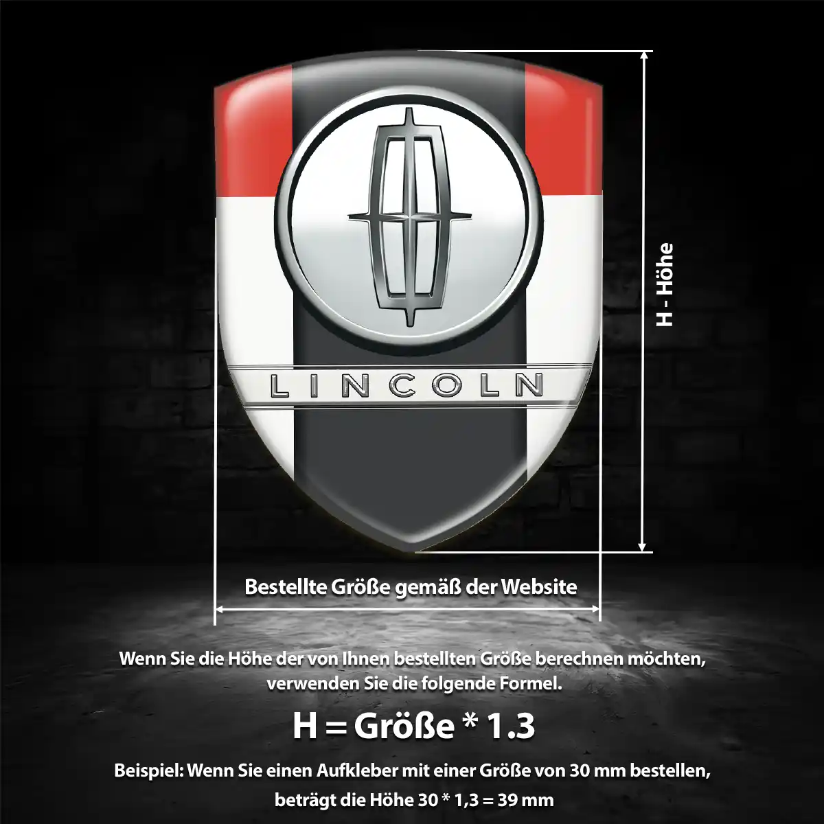 Lincoln Aufkleber Emblem Wappen Premium-Edition