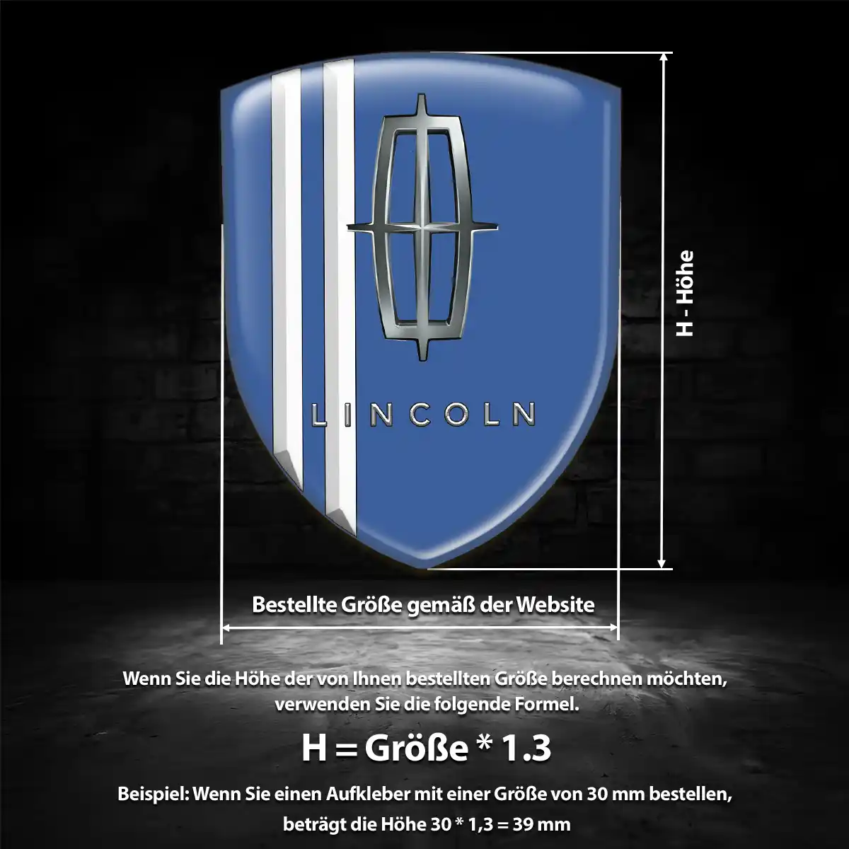 Lincoln Wappen Aufkleber Emblem Premium-Edition