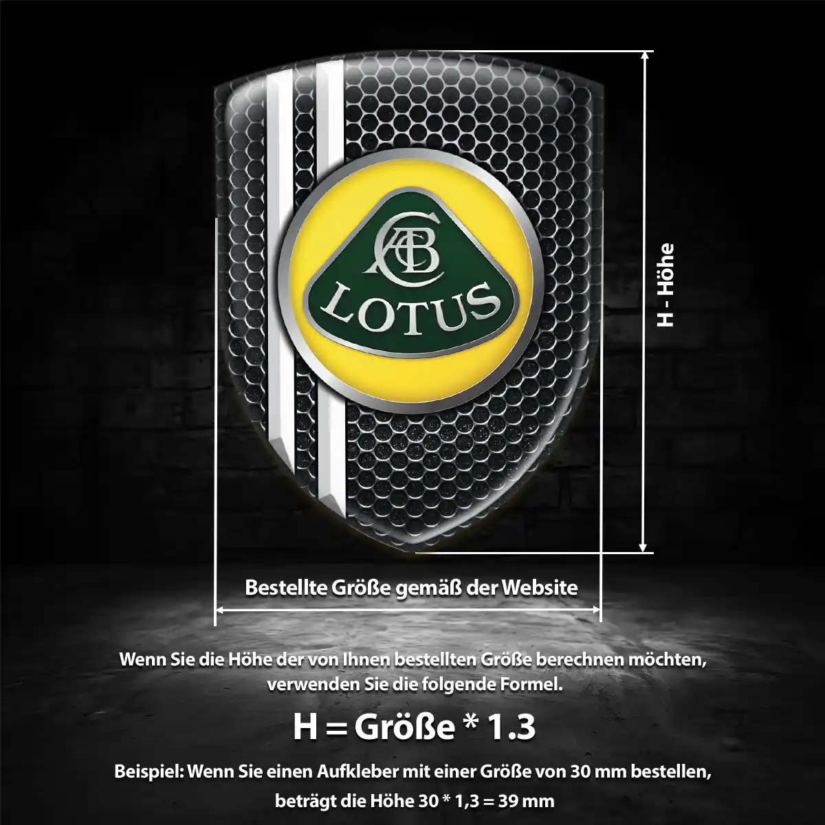 Lotus 3D Gel Aufkleber Wappen Tuningfahrzeug