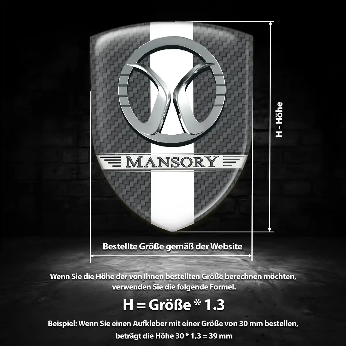 Mansory 3D Gel Aufkleber Emblem Markenedition