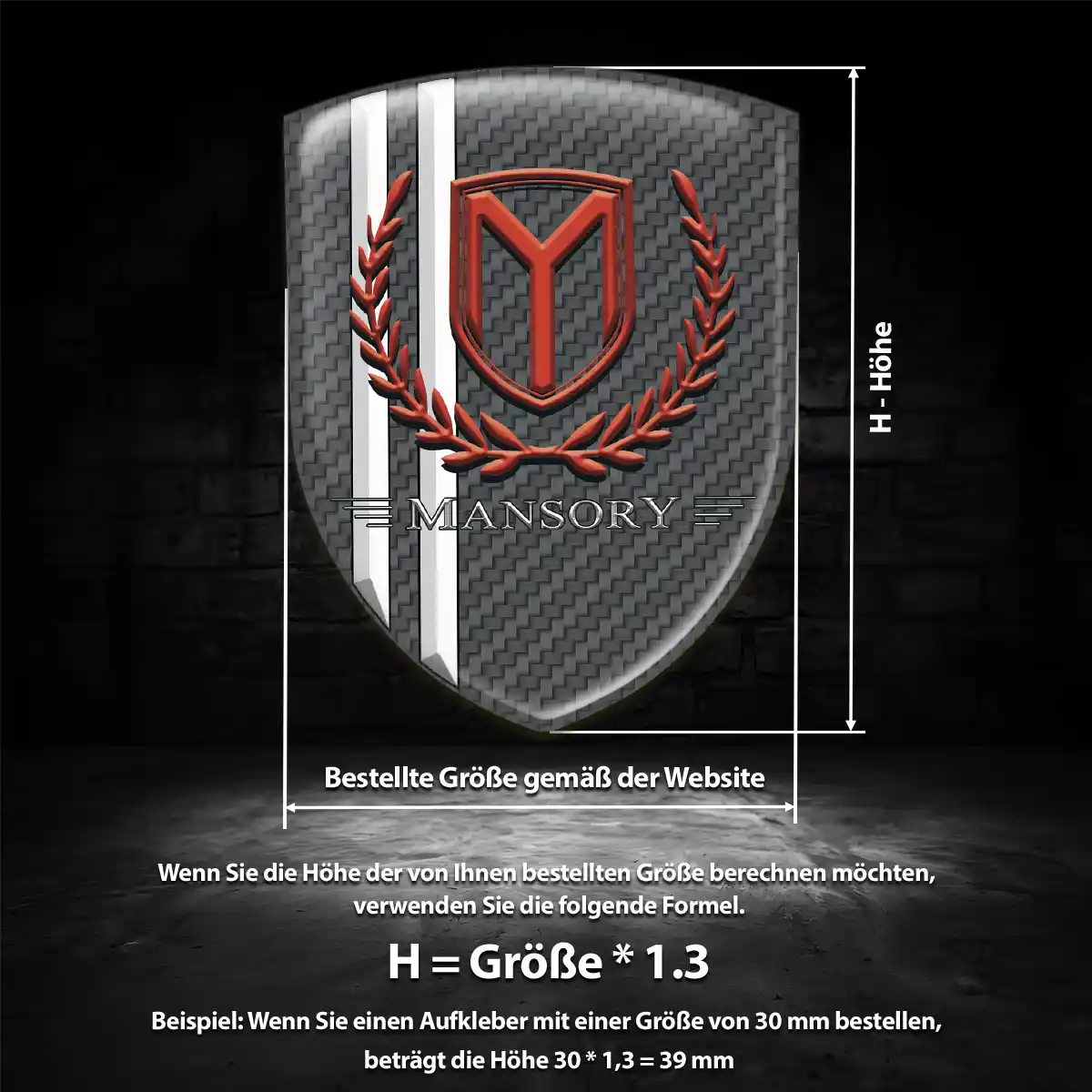 Mansory 3D Gel Aufkleber Wappen Auto Premium-Edition