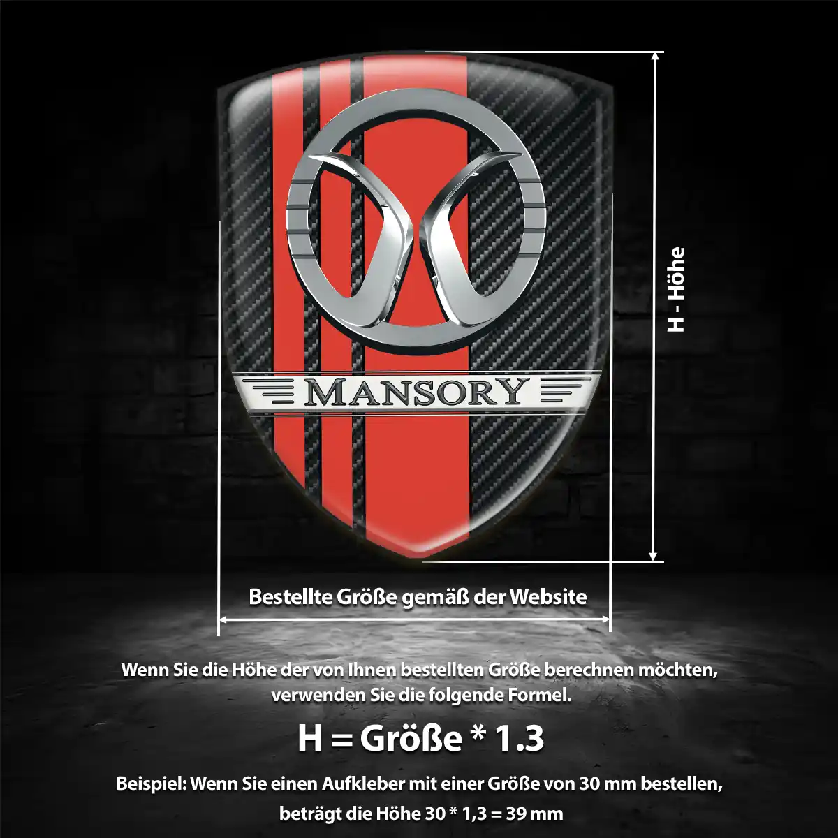 Mansory 3D Gel Aufkleber Wappen Interieurdesign