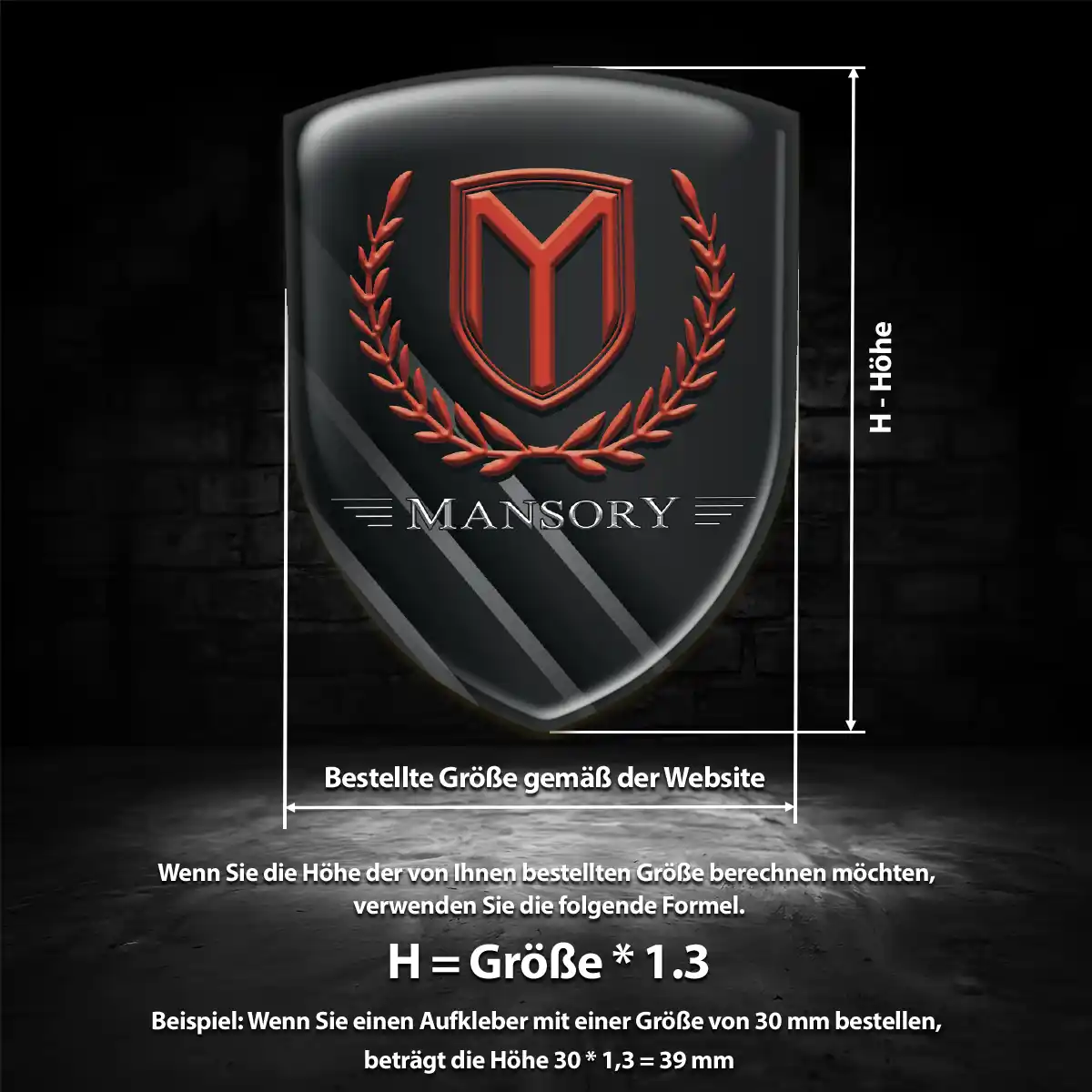 Mansory Aufkleber 3D Gel Wappen Auto Elegantes Design