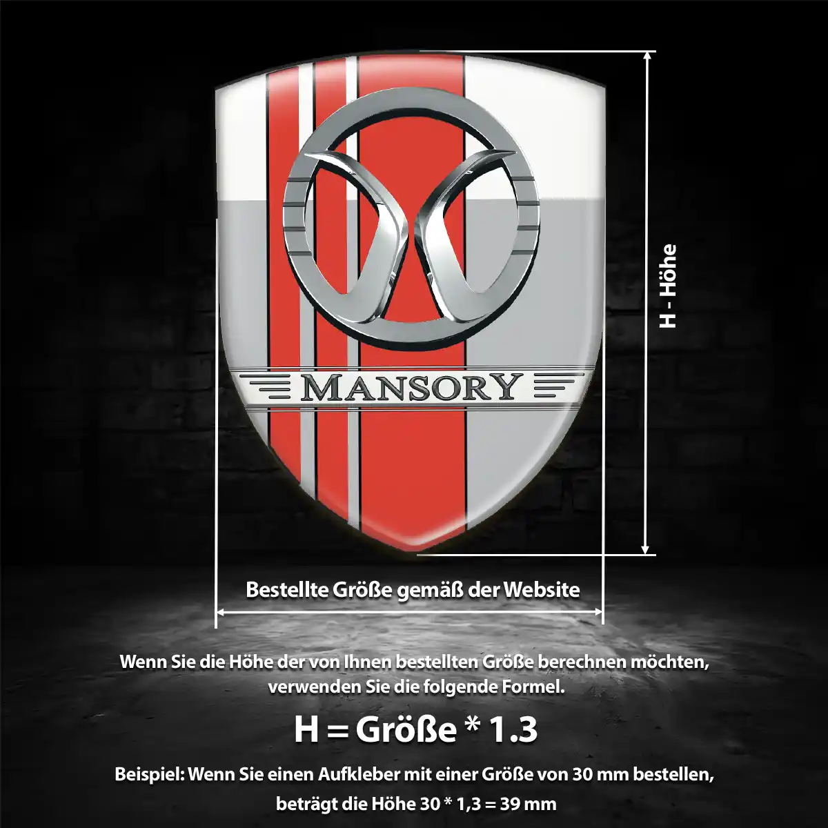 Mansory Aufkleber 3D Gel Wappen Auto Hochwertiges Harz
