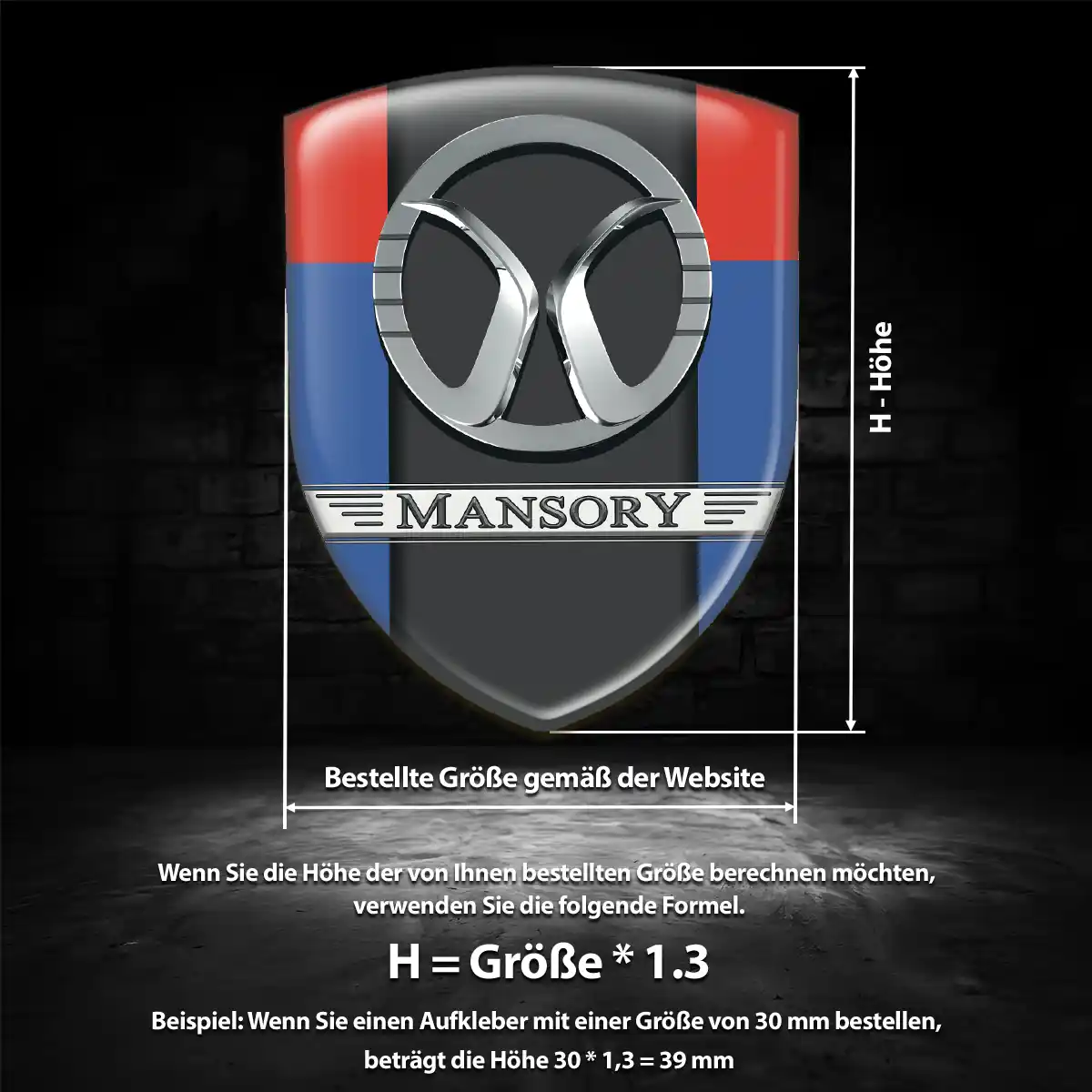 Mansory Aufkleber 3D Gel Wappen Auto Premium-Edition