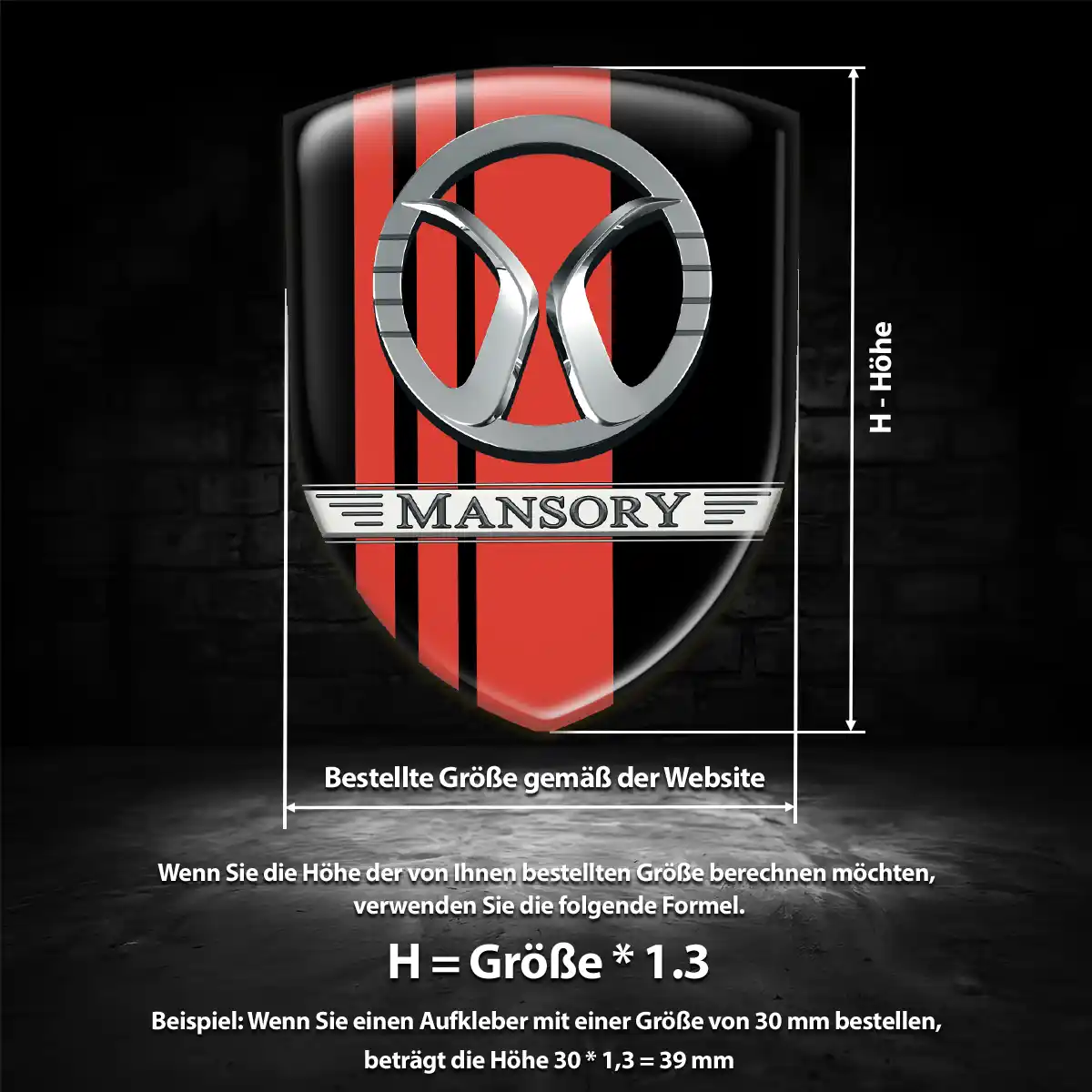 Mansory Aufkleber 3D Gel Wappen Auto Premiumqualität