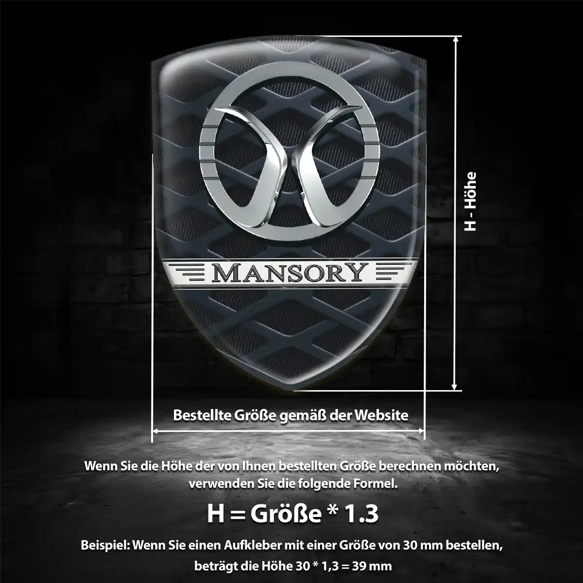 Mansory Aufkleber 3D Gel Wappen Auto Tuningfahrzeug