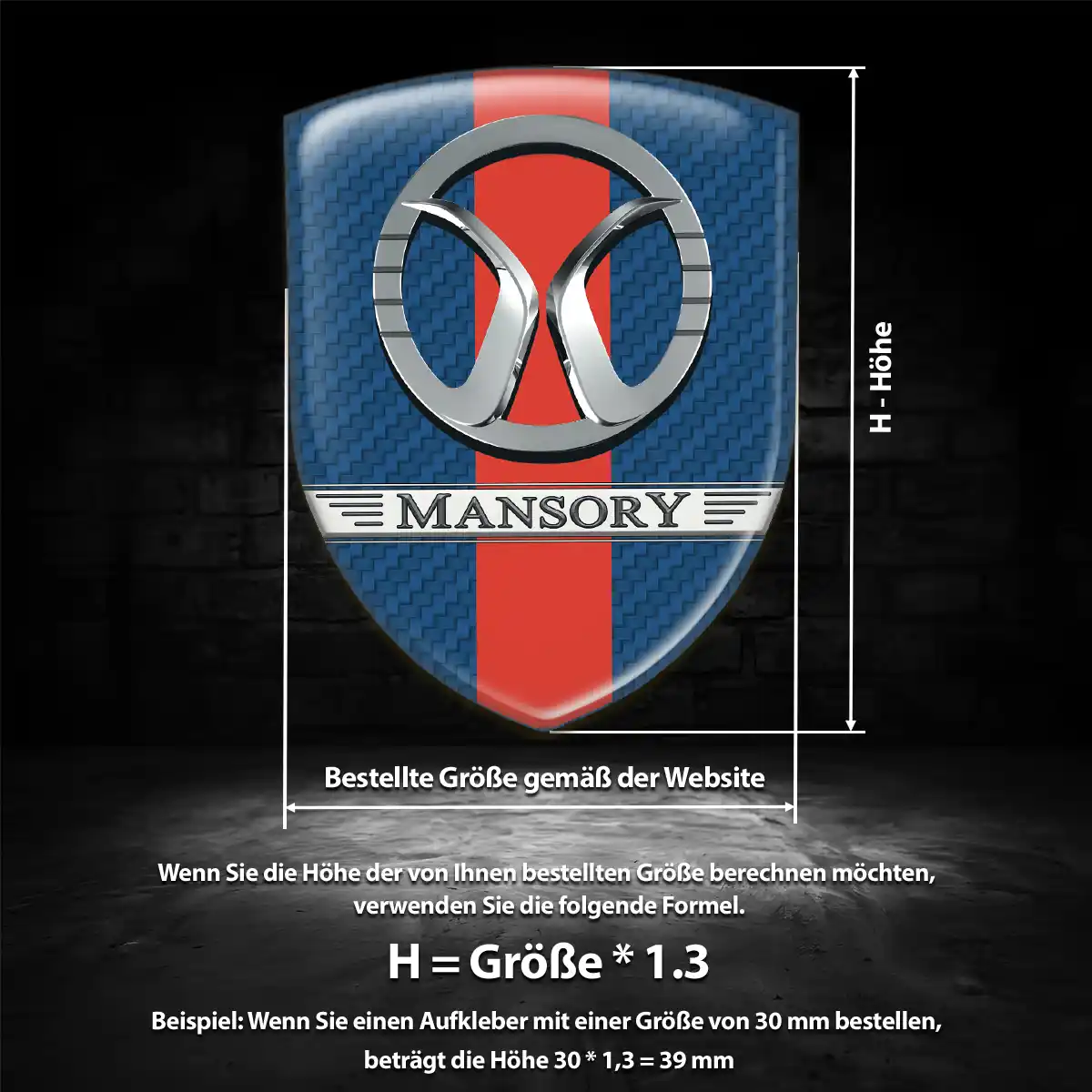 Mansory Aufkleber 3D Gel Wappen Edles Design