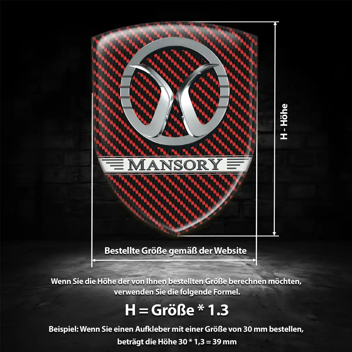 Mansory Aufkleber 3D Gel Wappen Elegantes Design