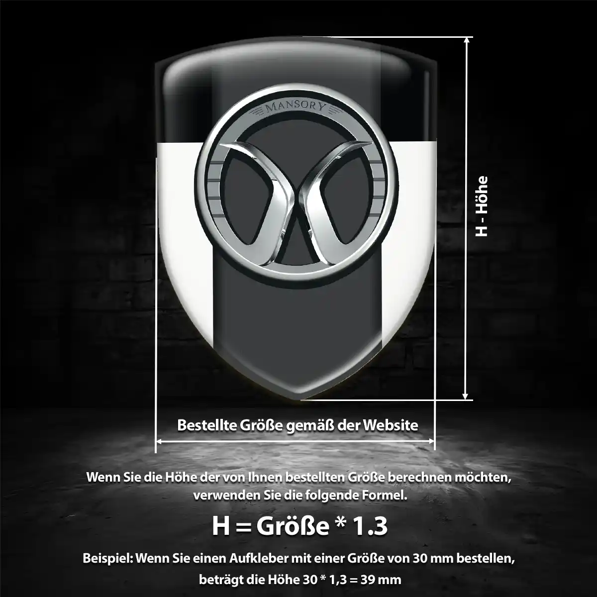 Mansory Aufkleber 3D Gel Wappen Interieurdesign