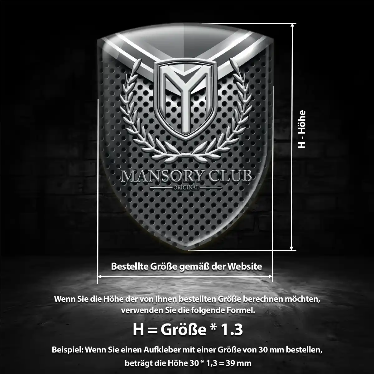 Mansory Aufkleber Emblem Wappen Interieurdesign